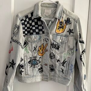 American Eagle XS Hand Painted Denim Jacket